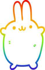 rainbow gradient line drawing of a cartoon rabbit
