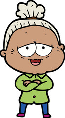 cartoon happy old lady