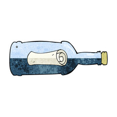 cartoon message in a bottle
