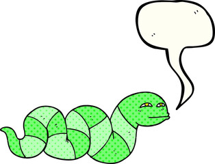 freehand drawn comic book speech bubble cartoon snake