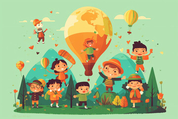 flat design world childrens day made with Generative AI