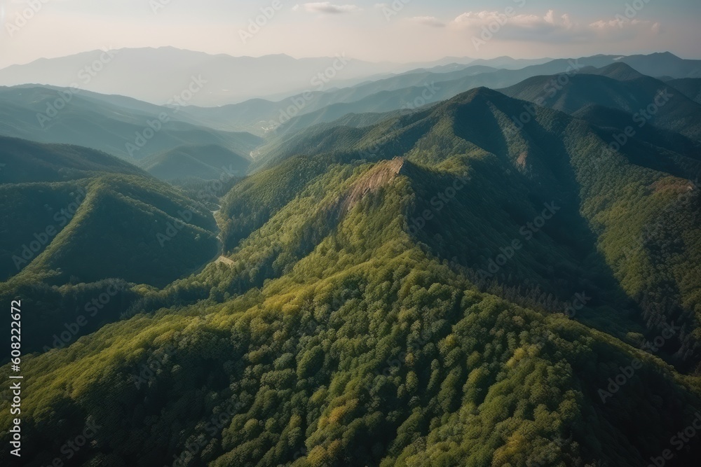 Wall mural aerial view of a natural landscape background, generative ai