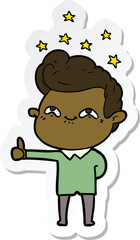 sticker of a cartoon excited man