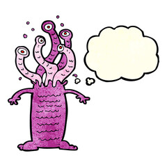 cartoon monster with thought bubble