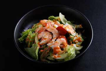 Japanese salad isolated in black background