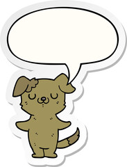 cartoon puppy with speech bubble sticker