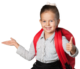 Happy school child with backpack posing