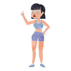 freehand retro cartoon gym woman