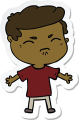 sticker of a cartoon annoyed man