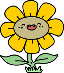 cartoon of a happy flower just soaking in those solar rays