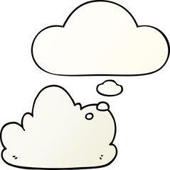 cartoon cloud with thought bubble in smooth gradient style
