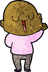 happy cartoon bald man