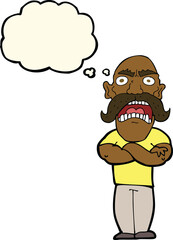 cartoon angry man with thought bubble