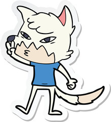 sticker of a clever cartoon fox