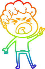 Fototapeta premium rainbow gradient line drawing of a cartoon furious man
