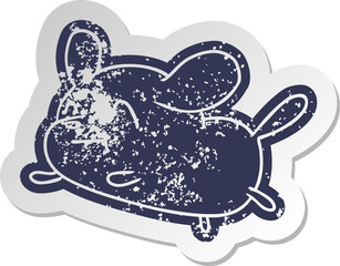 distressed old cartoon sticker kawaii of a cute dog