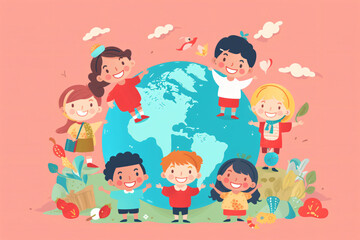 flat design world childrens day made with Generative AI