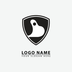 elegant pet dog shield logo icon.