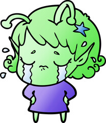 Obraz premium cartoon crying alien girl