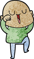 happy cartoon bald man