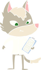 friendly flat color style cartoon wolf manager