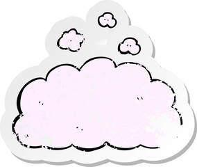 retro distressed sticker of a cartoon fluffy pink cloud