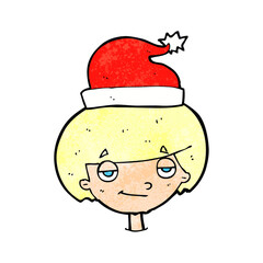 cartoon boy wearing christmas hat