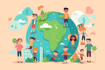 Obraz premium flat design world childrens day made with Generative AI