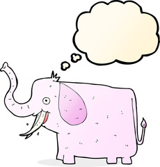 cartoon happy elephant with thought bubble