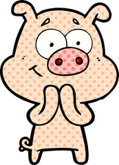 happy cartoon pig