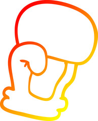 warm gradient line drawing of a cartoon boxing glove