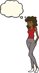 cartoon pretty woman  with thought bubble