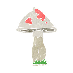 freehand retro cartoon mushroom