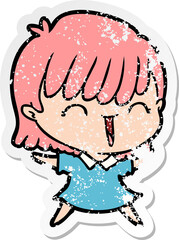 distressed sticker of a cartoon woman
