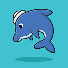 cartoon dolphin, for ocean-themed mascot and design