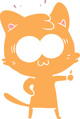 flat color style cartoon surprised cat