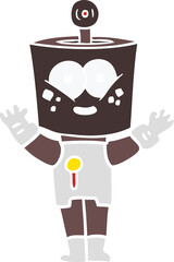 happy flat color style cartoon robot