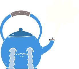 flat color style cartoon boiling kettle