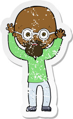 retro distressed sticker of a cartoon stressed bald man
