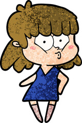 cartoon whistling girl