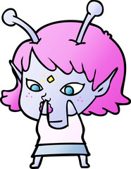 pretty cartoon alien girl