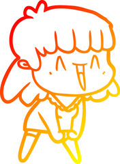 warm gradient line drawing of a cartoon woman