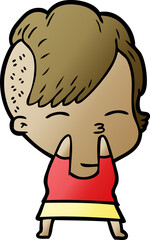 cartoon squinting girl