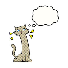 freehand drawn thought bubble cartoon cat
