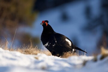 Obraz premium Aggresive black grouse during season tetrao tetrix, Generative ai