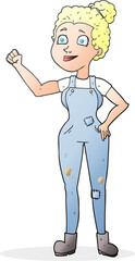 freehand drawn cartoon woman in dungarees