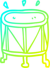 Fototapeta na wymiar cold gradient line drawing of a cartoon drum on stand