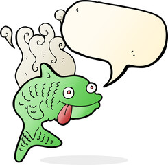 Obraz premium cartoon smelly fish with speech bubble