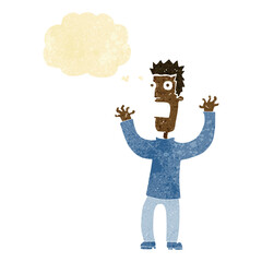 cartoon terrified man with thought bubble