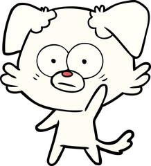 nervous dog cartoon waving